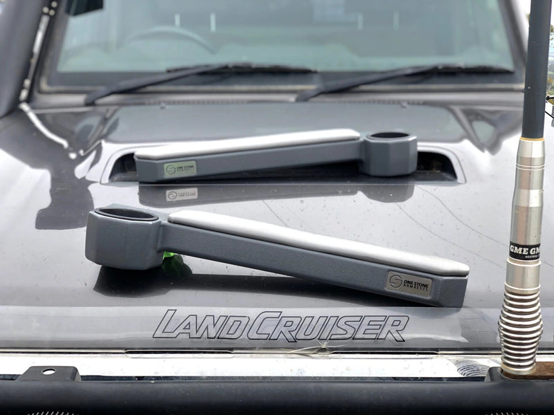 70 Series Landcruiser Armrest: Grey Full set (driver + passenger side). - Mick Tighe 4x4 & Outdoor-One Stone Armrest-ONESTONE-GREY--70 Series Landcruiser Armrest: Grey Full set (driver + passenger side).