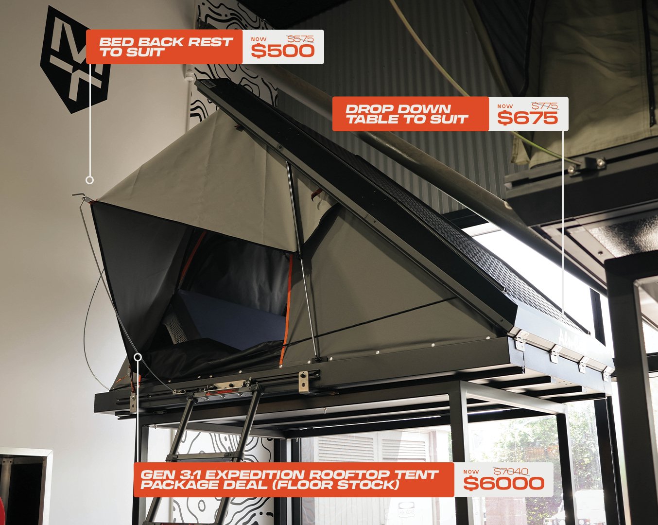 AluCab Generation 3.1 Expedition Rooftop Tent (Black) Floor Stock P