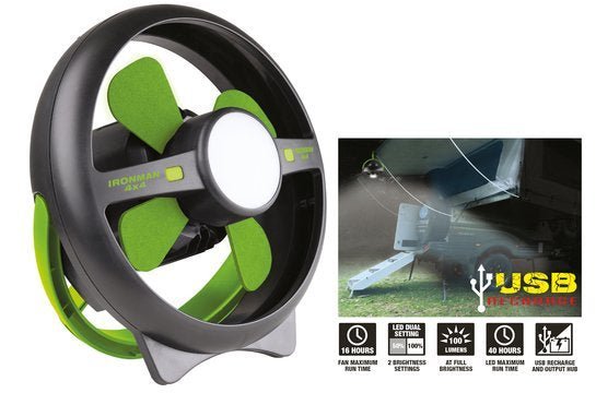 Rechargeable Tent Fan / LED Light - Mick Tighe 4x4 & Outdoor-Ironman 4x4-ITENTFAN002--Rechargeable Tent Fan / LED Light