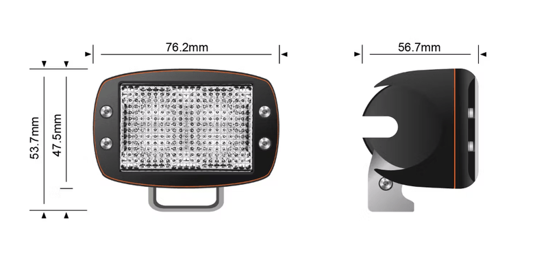 10W Mini V2 LED Amber Flood Light (1500K) - Mick Tighe 4x4 & Outdoor - Stedi - LEDMINI - 10W - AMBER - 10W Mini V2 LED Amber Flood Light (1500K)