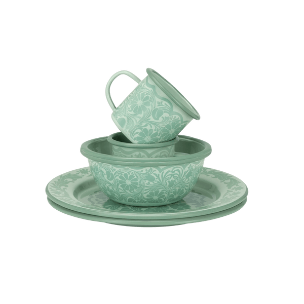 6 - Peice Camp Enamel Set | Mint - Mick Tighe 4x4 & Outdoor - Wandering Folk - WFEFSMI - 6 - Peice Camp Enamel Set | Mint