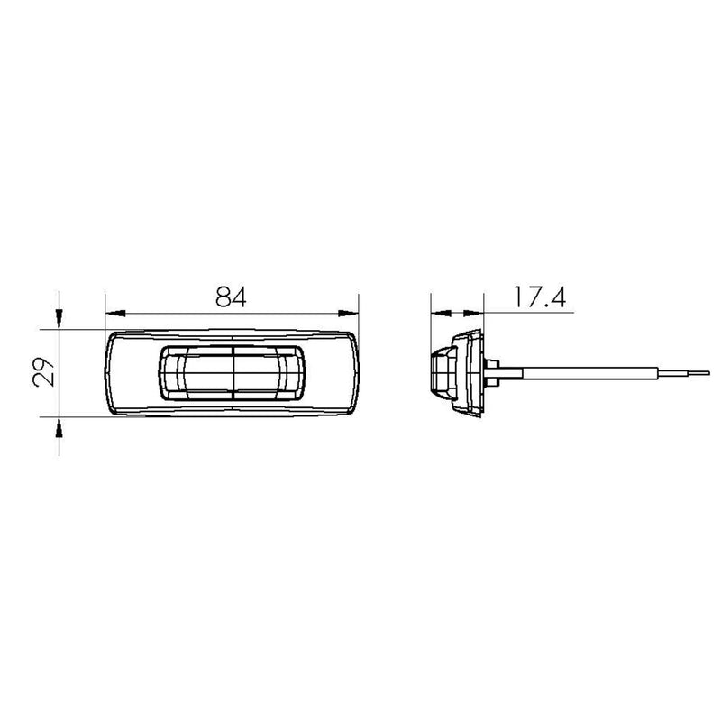 9–33 VOLT SURFACE MOUNT LED SIDE MARKER LAMP (RED/AMBER) WITH CHROME COVER AND 0.5MCABLE - Mick Tighe 4x4 & Outdoor - Narva - 96802 - 9–33 VOLT SURFACE MOUNT LED SIDE MARKER LAMP (RED/AMBER) WITH CHROME COVER AND 0.5MCABLE