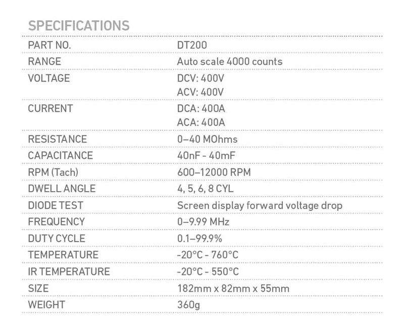 Automotive Digital Multimeter - Mick Tighe 4x4 & Outdoor - Projecta - DT200 - Automotive Digital Multimeter