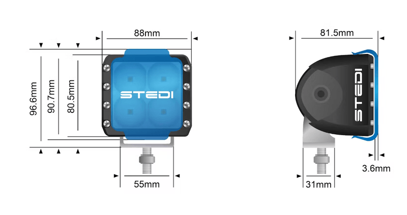 Black Edition C4 LED Cube Light (Flood) - Mick Tighe 4x4 & Outdoor - Stedi - LEDWORK - C4 - FLOOD - Black Edition C4 LED Cube Light (Flood)