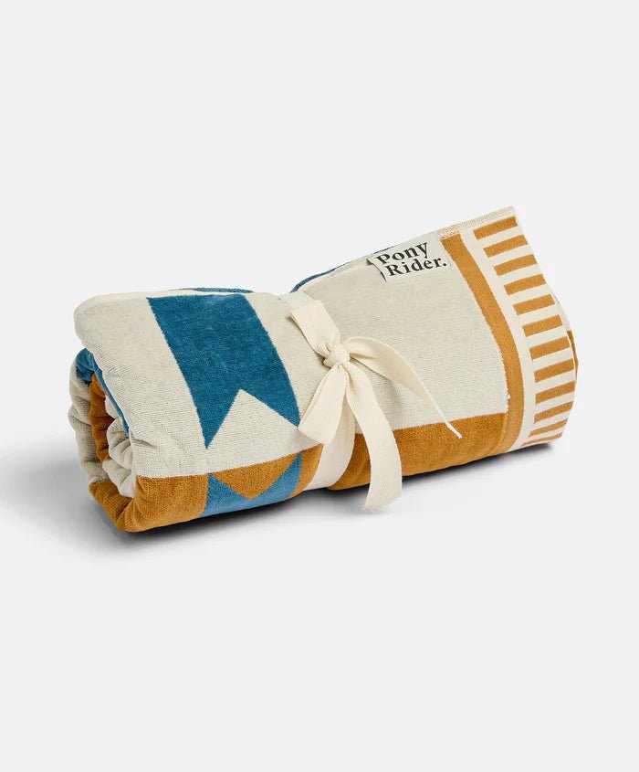 Canyon River Large Towel | Natural / Blue - Mick Tighe 4x4 & Outdoor - Pony Rider - BT38001R - Canyon River Large Towel | Natural / Blue