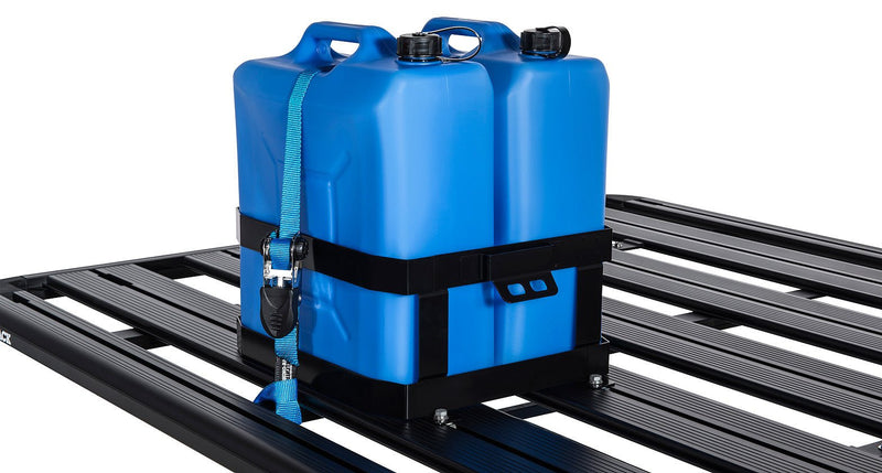 Double Vertical Jerry Can Holder - Mick Tighe 4x4 & Outdoor - Rhino Rack - 43151 - Double Vertical Jerry Can Holder