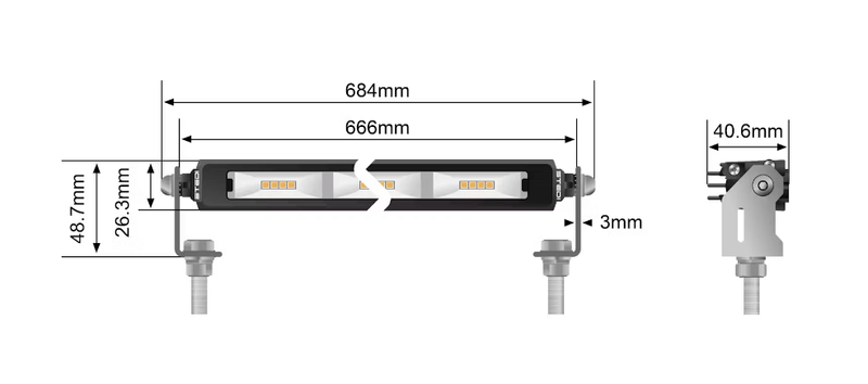 Micro V2 26 Inch 48 LED Flood Light (2700K) - Mick Tighe 4x4 & Outdoor - Stedi - LEDMICRO - 72W - AMBER - Micro V2 26 Inch 48 LED Flood Light (2700K)