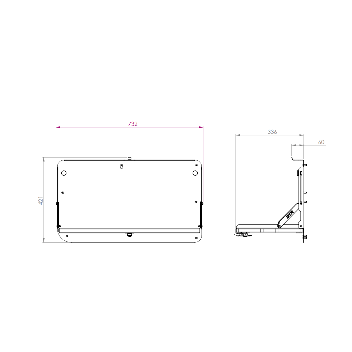 Troopy & 76 Series Rear Door Table | Right Hand Side