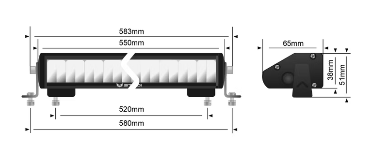 ST1K 21.5 Inch E - Mark LED Light Bar - Yellow - Mick Tighe 4x4 & Outdoor - Stedi - LEDST1K - 20 - 20L - YEL - ST1K 21.5 Inch E - Mark LED Light Bar - Yellow