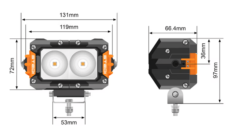 ST3301 PRO 4.6" 2 LED WORK LIGHT - Mick Tighe 4x4 & Outdoor - Stedi - LED3301 - PRO - 2L - ST3301 PRO 4.6" 2 LED WORK LIGHT