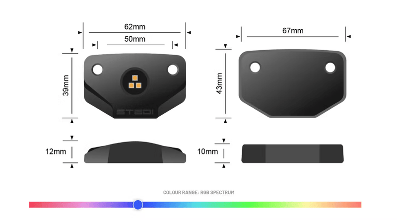 Surface 6 LED Rock Lights (RGB) - Mick Tighe 4x4 & Outdoor - Stedi - LEDROCK - 6PCE - Surface 6 LED Rock Lights (RGB)