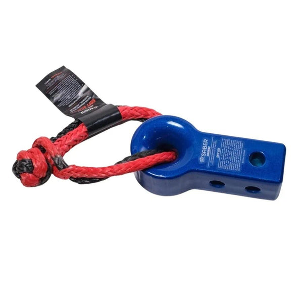 7075 Saber Alloy Recovery Hitch – Blue Prismatic & 9K Soft Shackle - Mick Tighe 4x4 & Outdoor-Saber Offroad-SBR-RFRH2BK1--7075 Saber Alloy Recovery Hitch – Blue Prismatic & 9K Soft Shackle