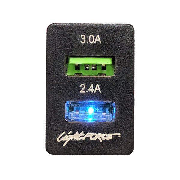 Dual USB to suit Toyota/Holden (Suits: OTA Next-Gen Switch Panel) - Mick Tighe 4x4 & Outdoor-LightForce-CBUSBTY2--Dual USB to suit Toyota/Holden (Suits: OTA Next-Gen Switch Panel)