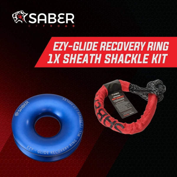 Ezy-Glide Recovery Ring New + 18K Sheath Soft Shackle Kit - Mick Tighe 4x4 & Outdoor-Saber Offroad-SBR-12BRRK1--Ezy-Glide Recovery Ring New + 18K Sheath Soft Shackle Kit