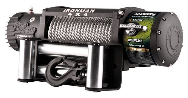 Monster Winch 12000lb - 12V (With Steel Cable) - Mick Tighe 4x4 & Outdoor-Ironman 4x4-WWB12000--Monster Winch 12000lb - 12V (With Steel Cable)