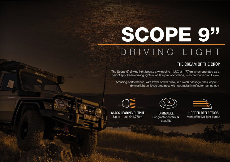 Scope 9" Driving Light | Spot or Combo - Mick Tighe 4x4 & Outdoor-Ironman 4x4-IDL0901S--Scope 9" Driving Light | Spot or Combo