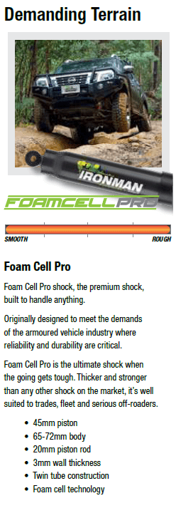 Shock Absorber - Foam Cell Pro Extra Long - Professional to suit Toyota Hilux Vigo 10/2011 - 2015 - Mick Tighe 4x4 & Outdoor-Ironman 4x4-45081FEP--Shock Absorber - Foam Cell Pro Extra Long - Professional to suit Toyota Hilux Vigo 10/2011 - 2015