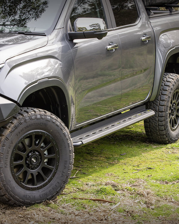 STEEL SIDE STEPS TO SUIT VOLKSWAGEN AMAROK 2023+ - Mick Tighe 4x4 & Outdoor-Ironman 4x4-SS110-D--STEEL SIDE STEPS TO SUIT VOLKSWAGEN AMAROK 2023+