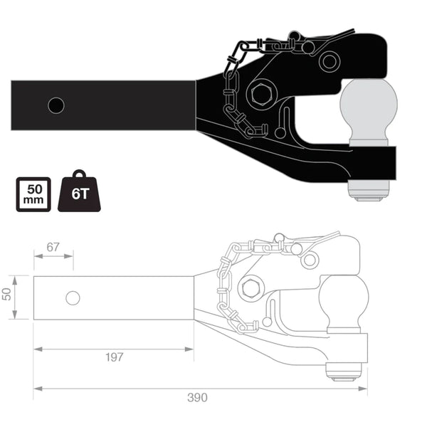 TAG Combo Pintle Hook with Receiver (6T) - Mick Tighe 4x4 & Outdoor-TAG Towbars-L4T01--TAG Combo Pintle Hook with Receiver (6T)